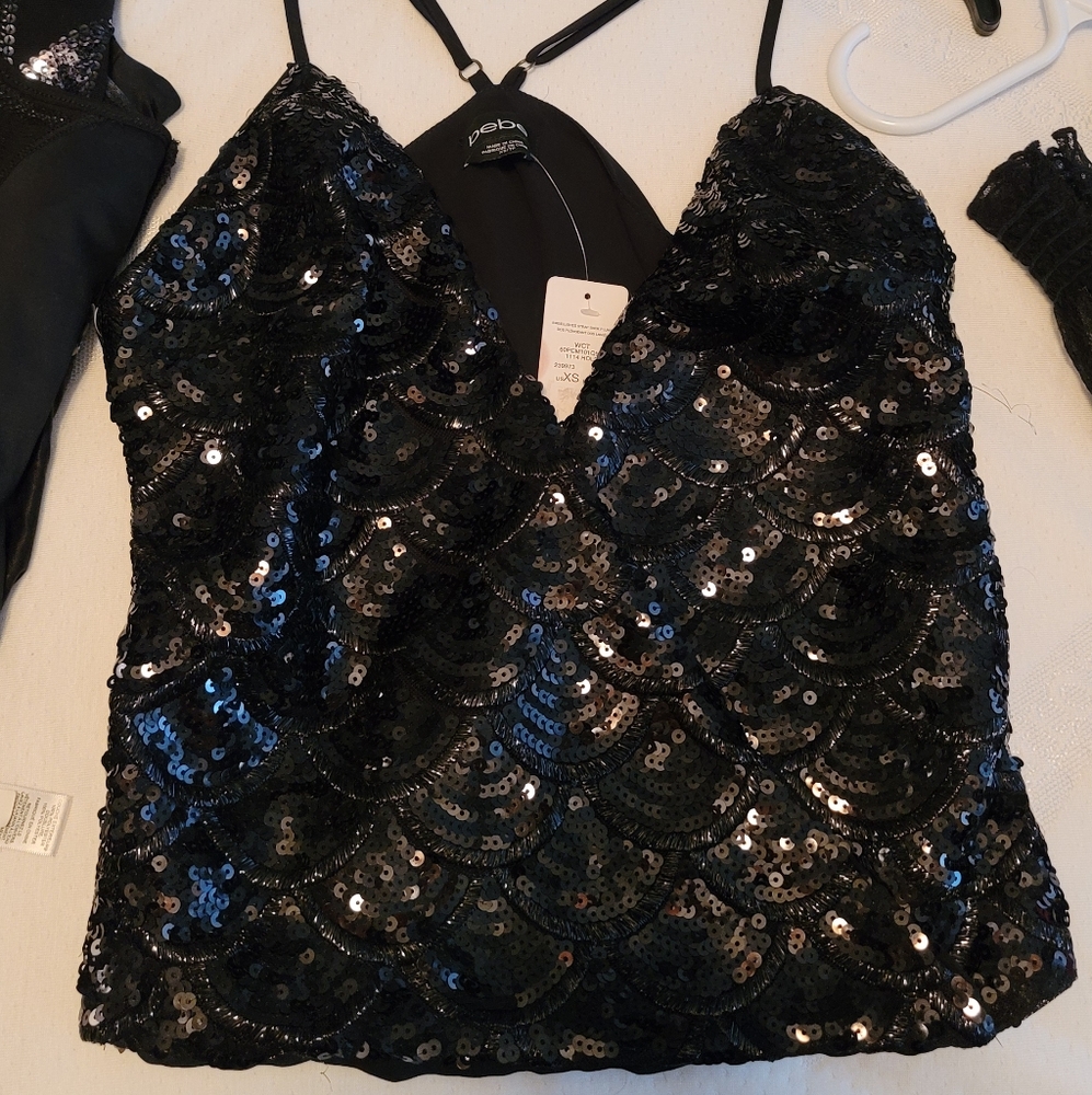 Bebe black sequins top